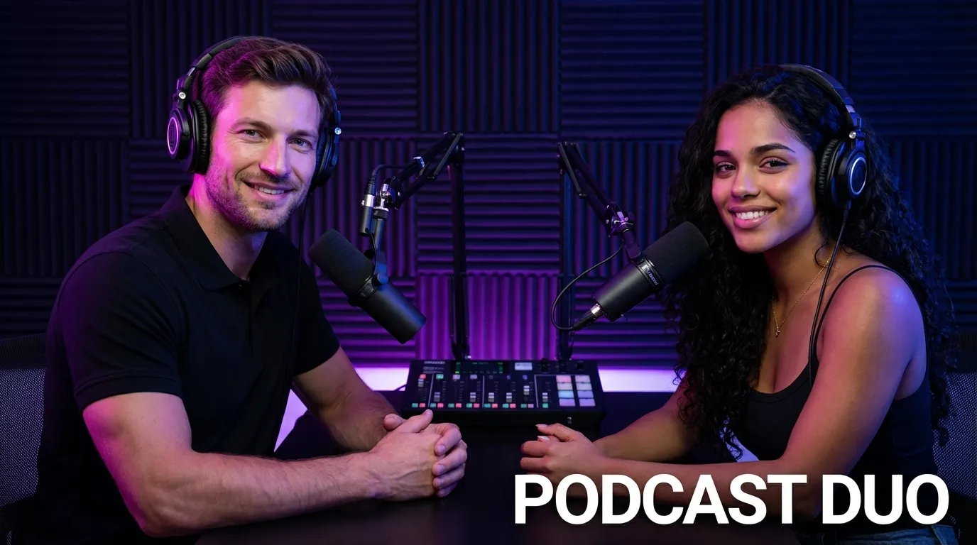 podcast thumbnail example in the Couple podcast style