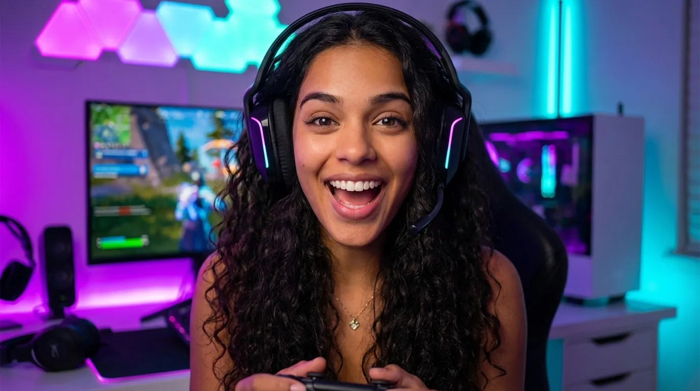 gaming thumbnail example in the Streamer with RGB setup style